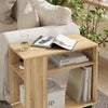 SoBuy FBT34-N Verrijdbare Bijzettafel met Wielen – 2-Laags Opbergtafel / Mobiele Boekenkast voor Woonkamer, Slaapkamer & Kantoor – 70×35×60 cm, Naturel