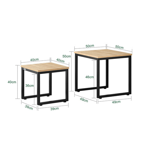 SoBuy FBT42-N Set van 2 Salontafels Bijzettafel - Natuurlook ââââ‚?Metaal
