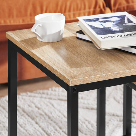 SoBuy FBT42-N Set van 2 Salontafels Bijzettafel - Natuurlook ââââ‚?Metaal