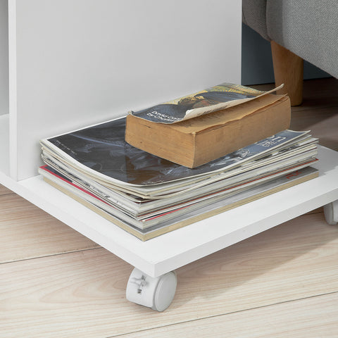 SoBuy FBT48-W Bijzettafel met gleuf | voor iPad | Salontafel | C vorm | wit