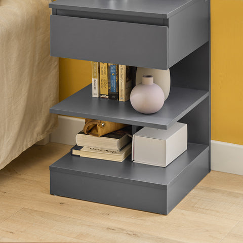 SoBuy FBT49-HG Bijzettafel Nachtkastje Veelzijdig Salontafel Commode met 1 lade