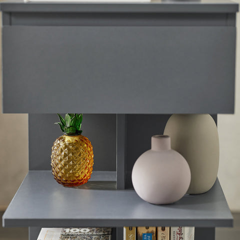 SoBuy FBT49-HG Bijzettafel Nachtkastje Veelzijdig Salontafel Commode met 1 lade