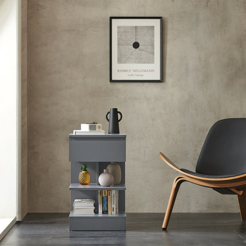 SoBuy FBT49-HG Bijzettafel Nachtkastje Veelzijdig Salontafel Commode met 1 lade