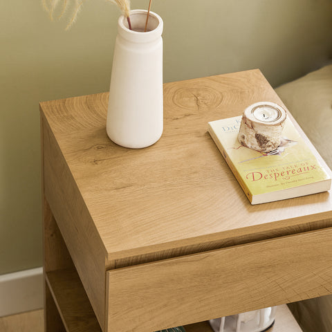 SoBuy FBT49-N Bijzettafel Nachtkastje Veelzijdig Salontafel Commode met 1 lade