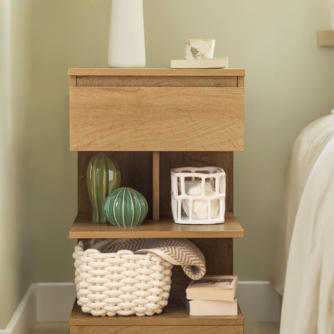 SoBuy FBT49-N Bijzettafel Nachtkastje Veelzijdig Salontafel Commode met 1 lade