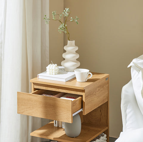 SoBuy FBT49-N Bijzettafel Nachtkastje Veelzijdig Salontafel Commode met 1 lade
