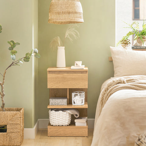 SoBuy FBT49-N Bijzettafel Nachtkastje Veelzijdig Salontafel Commode met 1 lade