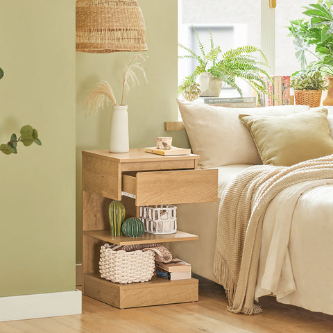 SoBuy FBT49-N Bijzettafel Nachtkastje Veelzijdig Salontafel Commode met 1 lade