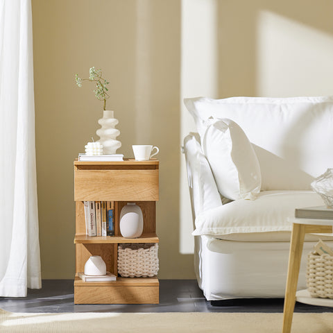 SoBuy FBT49-N Bijzettafel Nachtkastje Veelzijdig Salontafel Commode met 1 lade