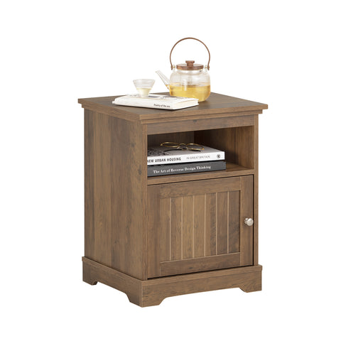 SoBuy FBT151-BR Nachtkast, nachtkastje, bijzettafel, bankpunt met 1 deur voor woonkamer, slaapkamer, 45 x 40 x 59 cm (l x d x h)