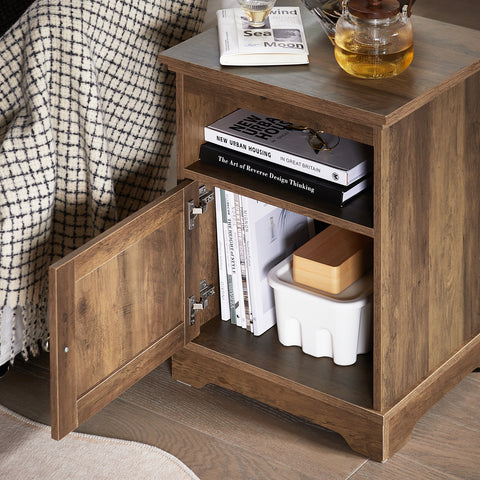 SoBuy FBT151-BR Nachtkast, nachtkastje, bijzettafel, bankpunt met 1 deur voor woonkamer, slaapkamer, 45 x 40 x 59 cm (l x d x h)