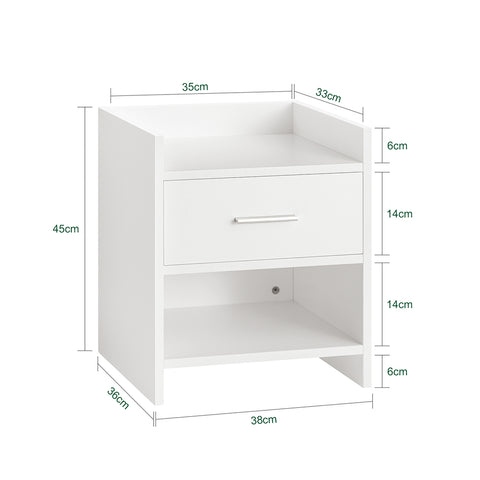 SoBuy FBT66-W Nachtkastje Bijzettafel Veelzijdig Salontafel Bijzettafelmet 1 lade en 2 planken