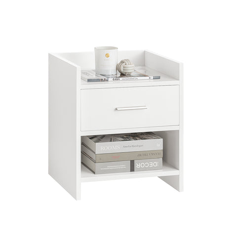 SoBuy FBT66-W Nachtkastje Bijzettafel Veelzijdig Salontafel Bijzettafelmet 1 lade en 2 planken
