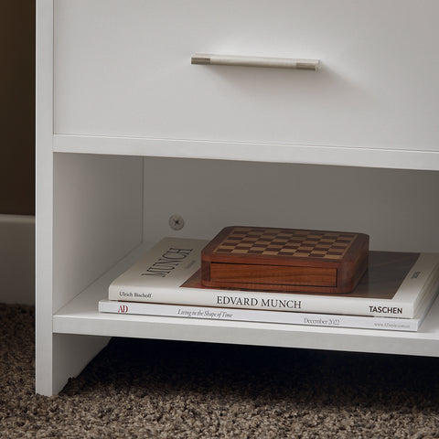 SoBuy FBT66-W Nachtkastje Bijzettafel Veelzijdig Salontafel Bijzettafelmet 1 lade en 2 planken