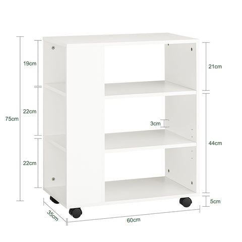 SoBuy FBT68-W Printertafel op zwenkwielen Bijzettafel bijzetwagen documentwagen - Wit