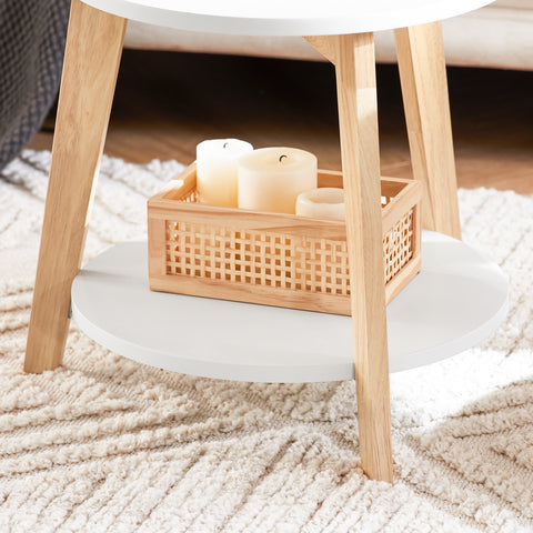 SoBuy FBT75-W Set van 2 Salontafels Bijzettafel Rubberhout 2-delig Wit