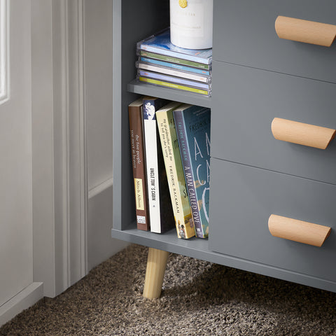 SoBuy FBT95-HG Side Table End of Sofa Nachtkastje Nachtkastje met 3 lades en 2 opbergplanken