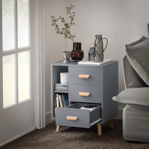 SoBuy FBT95-HG Side Table End of Sofa Nachtkastje Nachtkastje met 3 lades en 2 opbergplanken
