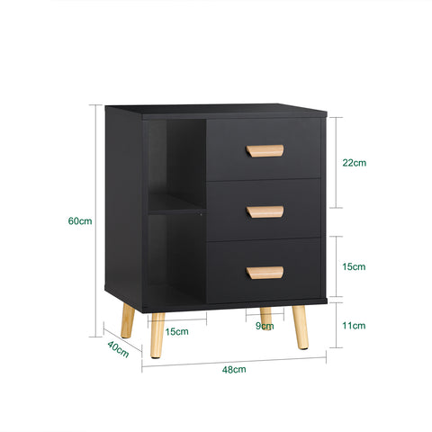 SoBuy FBT95-SCH Side Table End of Sofa Nachtkastje Nachtkastje met 3 lades en 2 opbergplanken