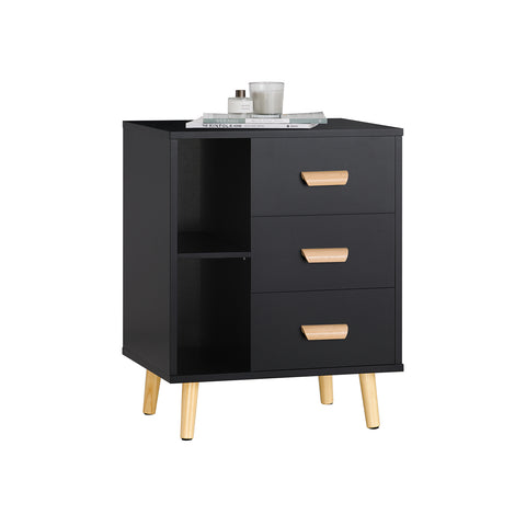 SoBuy FBT95-SCH Side Table End of Sofa Nachtkastje Nachtkastje met 3 lades en 2 opbergplanken