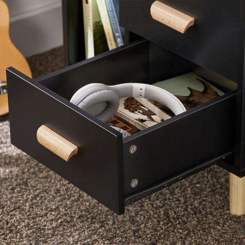 SoBuy FBT95-SCH Side Table End of Sofa Nachtkastje Nachtkastje met 3 lades en 2 opbergplanken