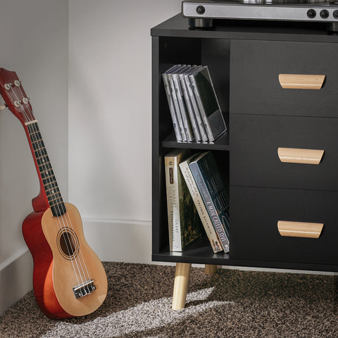 SoBuy FBT95-SCH Side Table End of Sofa Nachtkastje Nachtkastje met 3 lades en 2 opbergplanken