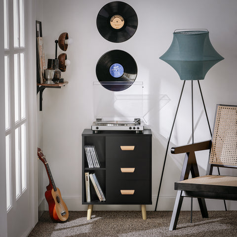 SoBuy FBT95-SCH Side Table End of Sofa Nachtkastje Nachtkastje met 3 lades en 2 opbergplanken