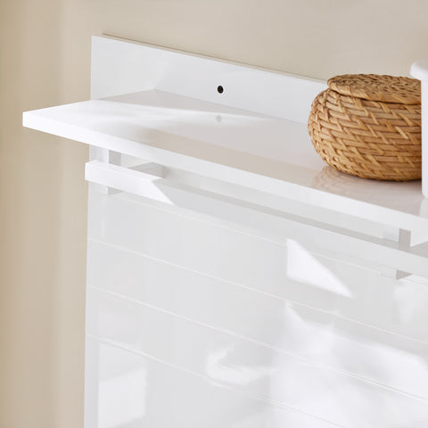 SoBuy FHK36-W Wandkapstok, wandrek, entree kapstok, haken met hangplank, opbergrek met 4 haken en 1 plank, L 100 x D 20 x H 70 cm