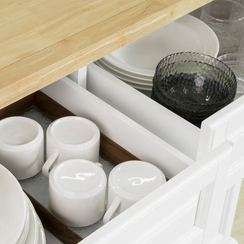 SoBuy FKW100-WN Keukentrolley Keukeneiland Dressoir Buffetkast Opbergkast Keukenkast met 2 laden en 3 deuren