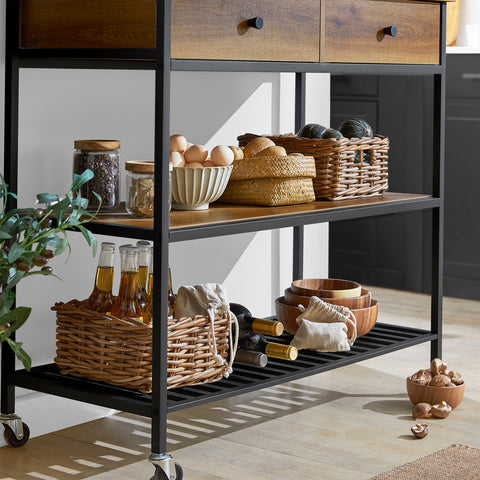 SoBuy FKW112-PF Keukentrolley Op Wieltjes - Multifunctionelle trolley ââââ‚?Serveerwagen - Keukenkast met 2 Lades en 2 Planken