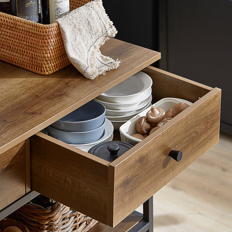 SoBuy FKW112-PF Keukentrolley Op Wieltjes - Multifunctionelle trolley ââââ‚?Serveerwagen - Keukenkast met 2 Lades en 2 Planken