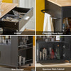 SoBuy FKW113-SCH Keukenkast op Wielen met Lade, 2 Deuren & 3 Zijrekken, Mobiel Buffet voor Keuken – Zwart, 75x46x83cm