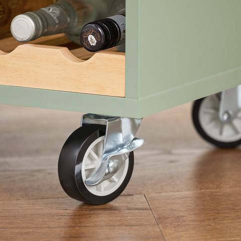 SoBuy FKW114-GR Centraal Keukeneiland, Keukenkast, Keukenrek, Keukenwagen, Keuken Werktafel, Buffetkast, Dressoir met Rubberhouten Blad, Groente