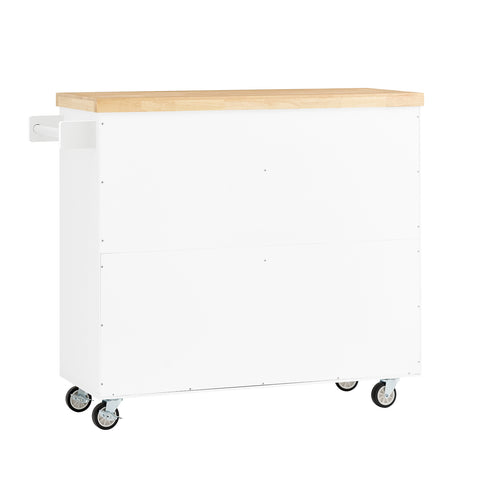 SoBuy FKW114-WN Centraal Keukeneiland, Keukenkast, Keukenrek, Keukenwagen, Keuken Werktafel, Buffetkast, Dressoir met Rubberhouten Blad