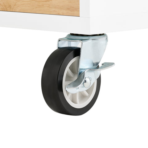 SoBuy FKW114-WN Centraal Keukeneiland, Keukenkast, Keukenrek, Keukenwagen, Keuken Werktafel, Buffetkast, Dressoir met Rubberhouten Blad