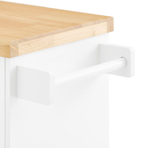 SoBuy FKW114-WN Centraal Keukeneiland, Keukenkast, Keukenrek, Keukenwagen, Keuken Werktafel, Buffetkast, Dressoir met Rubberhouten Blad