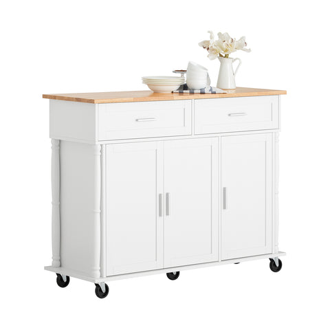 SoBuy FKW116-WN Eetkamerkast Keuken Trolley Keukenkast Keukeneiland Buffet Dressoir Serveerwagen Opbergkast met 2 Laden, 3 Deuren