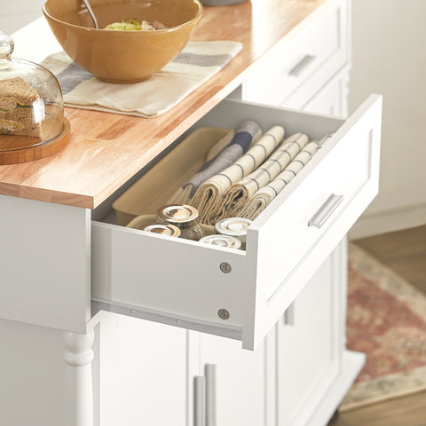 SoBuy FKW116-WN Eetkamerkast Keuken Trolley Keukenkast Keukeneiland Buffet Dressoir Serveerwagen Opbergkast met 2 Laden, 3 Deuren