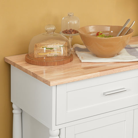 SoBuy FKW116-WN Eetkamerkast Keuken Trolley Keukenkast Keukeneiland Buffet Dressoir Serveerwagen Opbergkast met 2 Laden, 3 Deuren