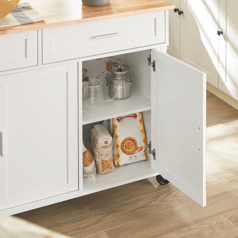 SoBuy FKW116-WN Eetkamerkast Keuken Trolley Keukenkast Keukeneiland Buffet Dressoir Serveerwagen Opbergkast met 2 Laden, 3 Deuren