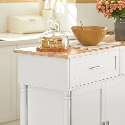 SoBuy FKW116-WN Eetkamerkast Keuken Trolley Keukenkast Keukeneiland Buffet Dressoir Serveerwagen Opbergkast met 2 Laden, 3 Deuren