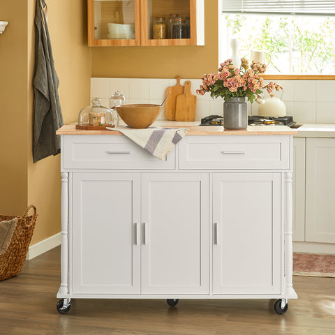 SoBuy FKW116-WN Eetkamerkast Keuken Trolley Keukenkast Keukeneiland Buffet Dressoir Serveerwagen Opbergkast met 2 Laden, 3 Deuren