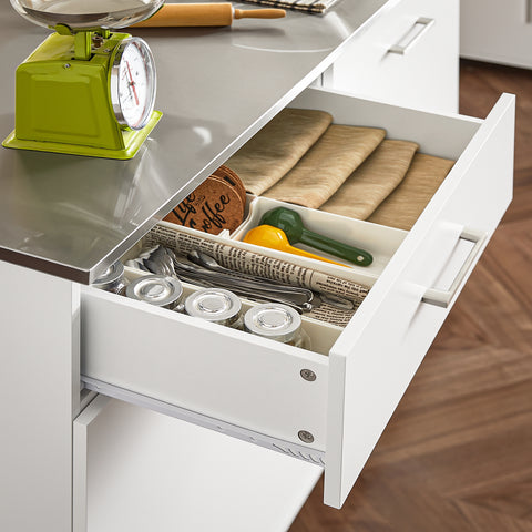SoBuy FKW117-W Eetkamerkast Keuken Trolley Keukenkast Keukeneiland Buffet Dressoir Serveerwagen Opbergkast met 1 Laden, 2 Deuren