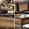 SoBuy FKW118-PF Industriële Keukentrolley op Wielen – 2 Lades, Open Schap & Uitneembare Opbergbox, 60×45×90 cm