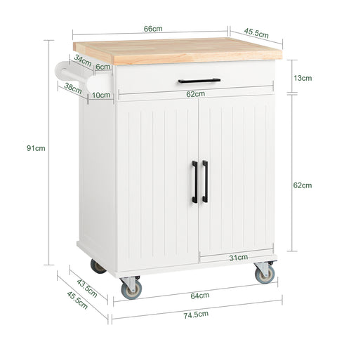 SoBuy FKW119-WN Keukentrolley, Keukenwagen, Serveerwagen,  Keukenkast, Eetkamerkast, Buffet, Dressoir