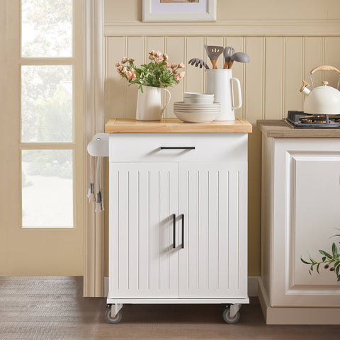 SoBuy FKW119-WN Keukentrolley, Keukenwagen, Serveerwagen,  Keukenkast, Eetkamerkast, Buffet, Dressoir
