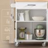 SoBuy FKW119-WN Keukentrolley, Keukenwagen, Serveerwagen, Keukenrolwagen, Keukenkast, Eetkamerkast, Buffet, Dressoir, met 1 Lade, 2 Deuren en 1 Heedoekhouder, Wit, 74,5x91x45,5 cm