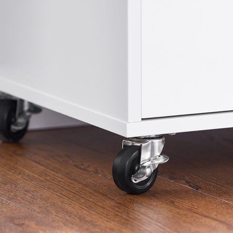 SoBuy FKW123-WN Keukenwagen met wieltjes, keukeneiland, dressoir, opbergkast, 1 afneembaar dienblad, 2 laden en 2 deuren