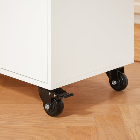 SoBuy FKW126-WN Keukenwagen met wieltjes, keukeneiland, serveerwagen, dressoir, kast, keuken, met 2 laden, 2 deuren, theedoekhouder
