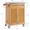 SoBuy FKW13-N Keukentrolley met RVS Werkblad en Bamboe Opbergruimte – Mobiele Keukenwagen met Lade en Kast 66x92x46 cm